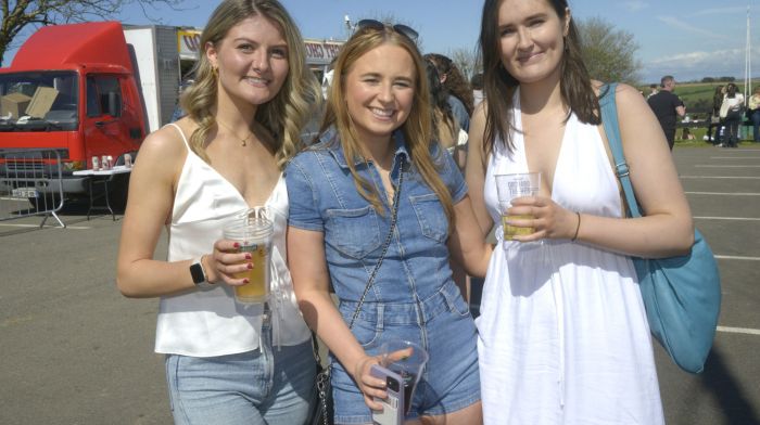 At the Heinken Rugby Sevens in Kinsale were Laura Barr, Bandon; Ellie Cronin, Kinsale and Sylvie Plant, Riverstick. Right: Eimear Barrett and Alicia McSwiney from Clonakilty with Olivia Bennett, Belgooly and Aoife McIver from Carrigaline. (Photos: Denis Boyle)