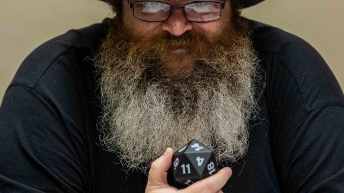 Dungeon Master Ryan Edwards from Dunmanway enjoying a game of Dungeons & Dragons at the Bantry Gamecon which was held at the Boys’ Club in Bantry last Saturday.  (Photo: Andy Gibson)