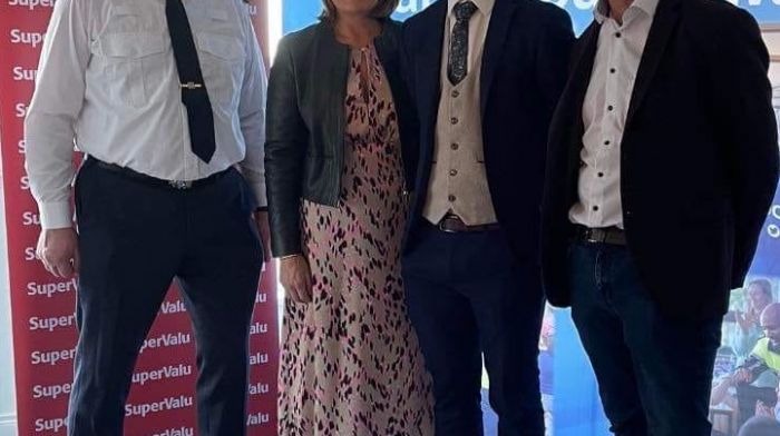 Garda Superintendent Joe Moore with Aaron Ryan and his parents Gillian and Michael in Dunmore House Hotel at the Garda Youth Awards where Aaron won an overall award.