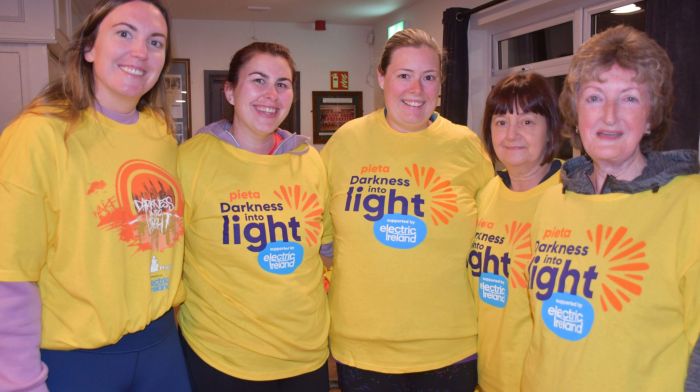 At the Skibbereen Darkness Into Light walk were
Emma O'Donovan, Lisa O'Brien, Liz Ryan, Ann O'Brien and Christine Hodnett. (Photo: Anne Minihane)