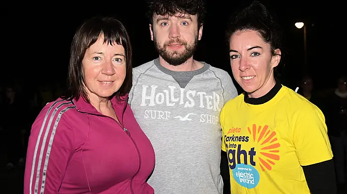 Locals (from left): Sheila, Sean and Sinead O’Regan at the Darkness into Light event in Clonakilty.  (Photo: Martin Walsh)