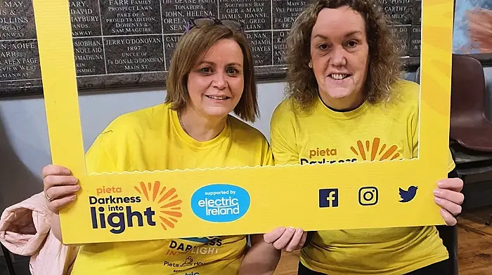 Sharon Lordan and Ann O’Donovan took part in the Darkness into Light walk in Dunmanway which was held in aid of Pieta House.