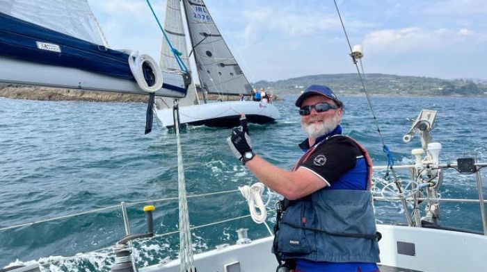 Thomas Newman enjoying his promised plan on retirement as postmaster  during the first race of the Schull Harbour Club season.