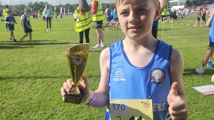 Sean O'Leary from Glaun in Schull came first in the semi-finals of the 60m, first in the final and fourth in the county final at the recent Cork City Sports event.