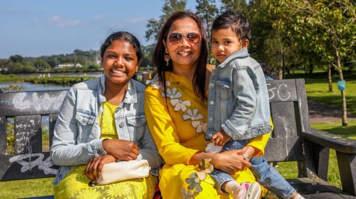 Sanchi Navnish, Phil Rosy and Samaira Navnish at the Basant Festival which was held recently in Carrigaline.   (Photo: David Creedon)