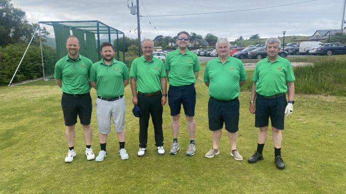 The Glengarriff junior cup team which was narrowly defeated by Dooks on Monday June 3rd comprised (from left): David J O’Sullivan, Paul Dinneen (player manager), Noel Moylan, Chris Harrington, Owen Dinneen (club captain) and Joe Holland.