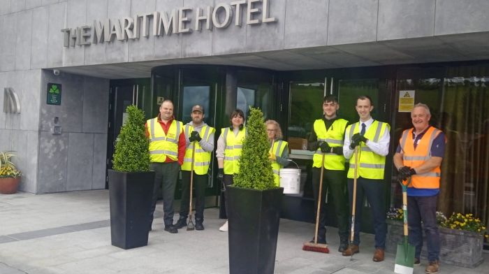 Bantry Tidy Towns expressed thanks to the Maritime Hotel staff who volunteer on the last Monday of each of the summer months by doing a clean-up out the Abbey road. Bantry Tidy Towns is aware of the many volunteers who ‘adopt a stretch’ and pick up litter or do weeding in specific areas of the town in their own time. The efforts are greatly appreciated. Regular Tidy Towns volunteers meet up every Tuesday evening at 7pm near the fountain on the square and new volunteers are welcome to join.