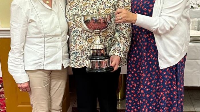 Recent winners of the Joan Murphy bridge cup were Colette Tobin, Paula O'Sullivan (outgoing president) and Colette Hayes.