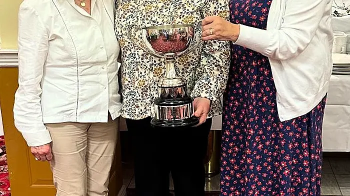 Recent winners of the Joan Murphy bridge cup were Colette Tobin, Paula O'Sullivan (outgoing president) and Colette Hayes.