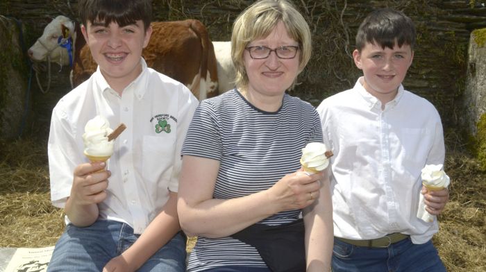 Simon Guest, Andrew Guest and Yvonne Roycroft from Dunmanway at the agricultural show in Bandon. (Photo: Denis Boyle)