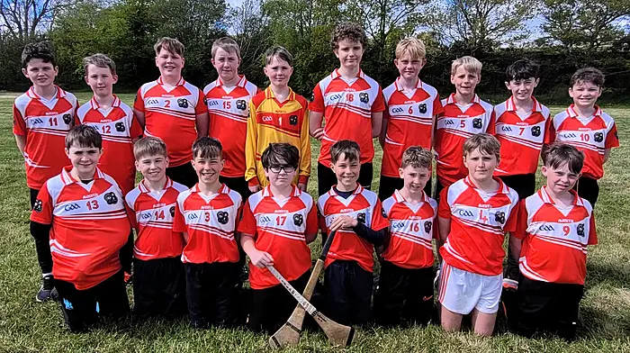 The winning Sciath na Scoil hurling team from Ballinadee Primary School included (front, from left): Ryan Desmond, John Forde, Shea Forde, Eoin McCarthy, Conor Forde, Adam O’Mahony, Paddy Coakley and Ryan Hickey. Back (from left): Ciarán O’Callaghan, Cian Footman, Tony O’Mahony, Peter Crowley, Peter Murphy, Patrick O’Ríordan, Danny Toal, Conor Whitehead, Jack O’Donoghue and Luke Egan.