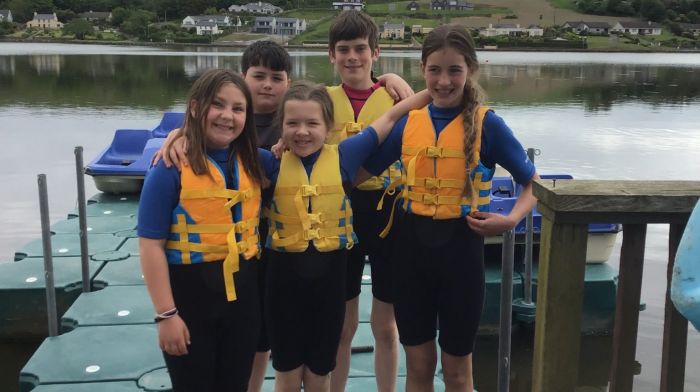 St James' National School pupils Grace Solomon, Freya Horgan, Sarah Dukelow, Kurt White and Trevor Dukelow enjoying the waterpark in Rosscarbery on their school tour outing.