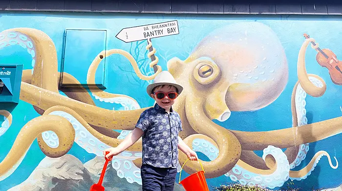 Daithi Keohane (2), from Bantry, age 2, loves visiting Alchemy Sign Art's Octopus mural in Bantry. Photo by Bernie O'Sullivan.

 

Daithi would be delighted to see himself in the Southern Star paper!

 

Thanks in advance.

 

Bernie O Sullivan