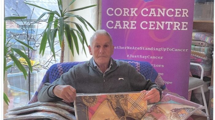 Aidan Holland from Clonakilty is donating €1,300 of square head scarves to Cork Cancer Care Centre for women suffering with hair loss.