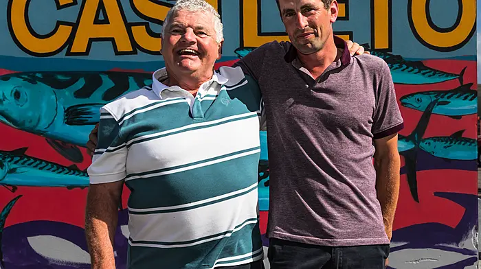 Seamus Mullins, who retired from the Department of Agriculture Food and Marine after 38 years of service, saying farewell to Mike Harrington, who is the next longest serving employee.  (Photo: Anne Marie Cronin)