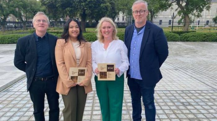 Mark Collins (county architect), Anisha Yuhhi (graduate architect), Yvonne O’Driscoll (assistant architect) and William Smyth (senior architect) at the RIAI awards in Dublin where Kinsale Library picked up an award.