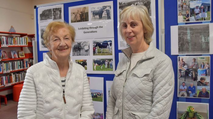 Netty Fitzgerald with her daughter Mary Cleary and, right, Kathleen O'Regan and Ann O'Donovan, at the launch of the Carbery Show 2024 at Skibbereen Library. (Photos: Anne Minihane)