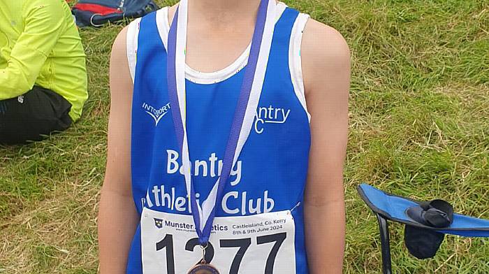 Ru Colgan from Bantry Athletic Club recently won a bronze medal in turbo javelin at the Munster juvenile athletics championships.