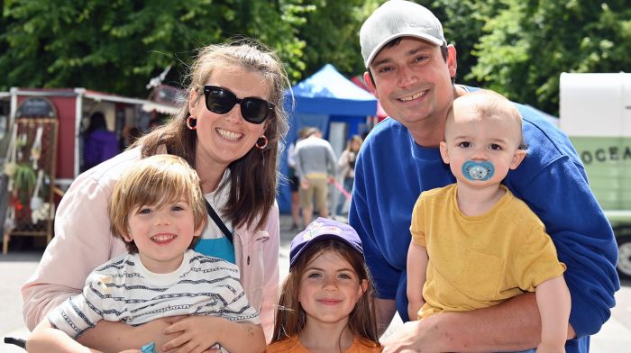 Local family Niamh and Liam O’Sullivan with (from left) Tommy O’Donovan, Julia Mae O’Donovan and Fionán O’Sullivan, who were all smiles after a visit to Kennedy Gardens.  (Photo: Martin Walsh)