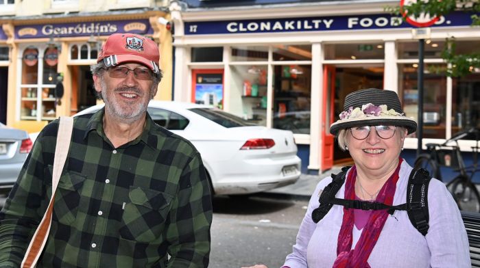 Shane Minogue and Greta Kelly from Croppy Cross Roads, who recently celebrated their 30th wedding anniversary, posed for a photo in Pearse Street, Clonakilty.   (Photo: Martin Walsh)