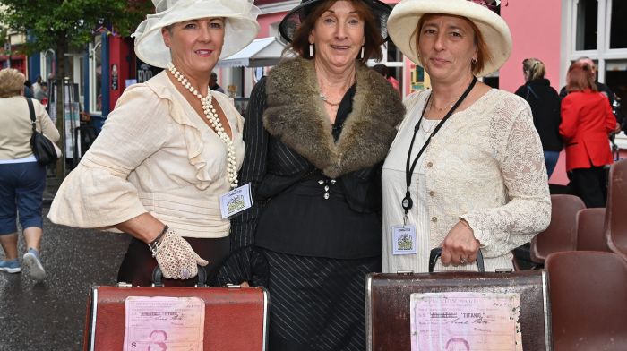 Getting into the spirit at the Old Time Fair in Clonakilty were locals (from left): Roni Collins, Anne Lynch and Gwen O’Callaghan.  (Photo: Martin Walsh)