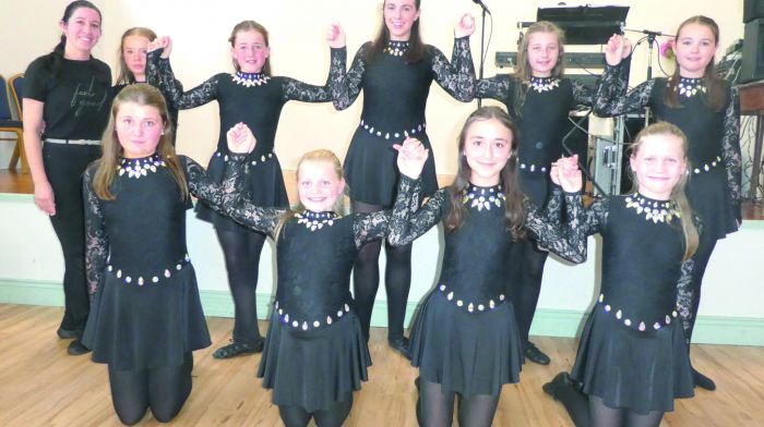 Dancers from the Emma O'Flynn School of Dancing entertained at the Active Retired social afternoon at Ballinascarthy Hall. Back (from left): Emma O'Flynn, Anna-Maria Hayes, Issy Hayes, Emily Hodnett, Kate Chambers and Ethel Hayes.  Front (from left): Clodagh White, Ella Kwoka, Nadine Alsaadi and Mia Kwoka.