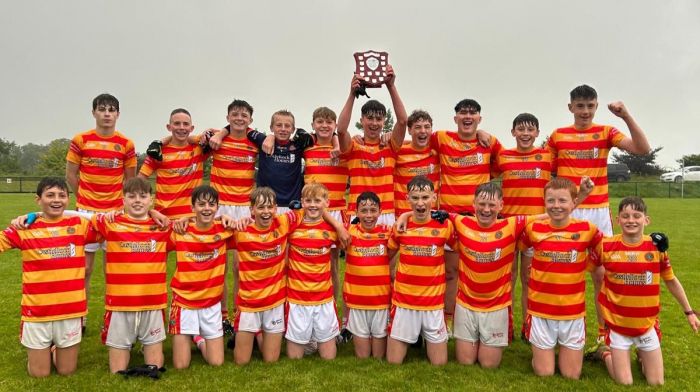 The U14 Newcestown football team who recently won the D1 championship shield football final when they defeated Bandon by 6-10 to 5-06.