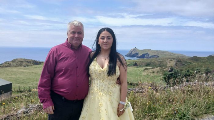 Cllr Finbarr Harrington with his daughter Mia who celebrated the Scoil Phobail Bhéara debs on Tuesday.