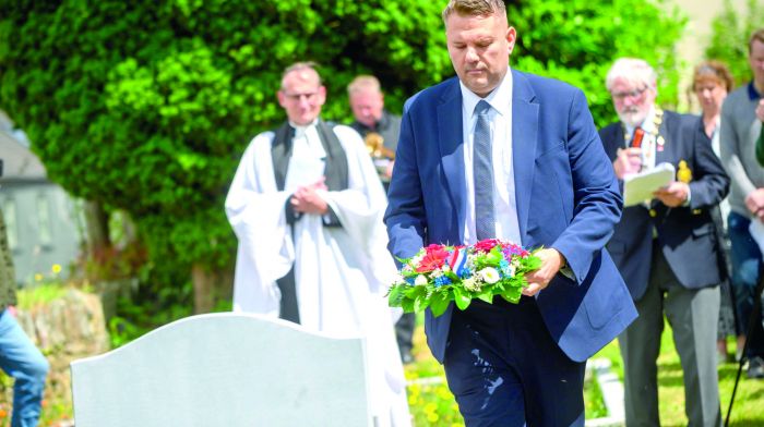 M Josselin Le Gall, honorary French consul in Cork laid a wreath at the grave of  forgotten war hero John Sullivan from Bantry.  (Photo: John Allen)