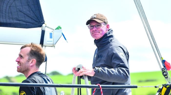 Simon Coveney TD, who led the Irish Defence Forces team to victory in the offshore race of the Beaufort Cup, on the Artful Dodjer boat, as part of Volvo Cork Week, in Royal Cork Yacht Club, Crosshaven. The race for international uniformed service personnel encompasses a race around the Fastnet Rock and back to Cork and features international entries from countries including the USA and Ecuador.  (Photo: James Tomlinson)