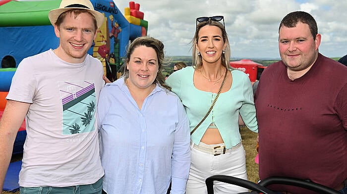 Attending the the West Cork Vintage Ploughing & Threshing day at Kilavarrig, Timoleague on Sunday last were (lef to right): David Walsh, Ballinascarthy, Emma Lovell, Bandon, Jaynell Anderson, Rosscarbery and Andrew Fitzgibbon, Bandon. Photo: Martin Walsh.