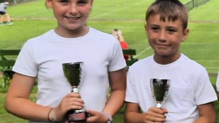 Clonakilty Tennis Club junior members, Leah and Colm Deasy, who were successful in the recent Argideen tennis junior day.