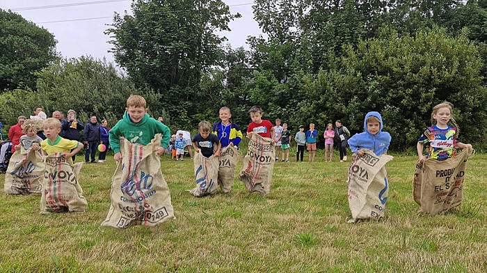 Giving it their all in the sack race were Albie O’Sullivan, Jamie O'Callaghan, Jude Wilson, Cian O'Connell, Theo O'Callaghan, Darragh Sheehan and Abigail Sheehan.