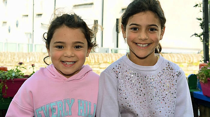 Esmée (left) and Sophitia Sahili from Clonakilty were all smiles for the camera.  (Photo: Martin Walsh)