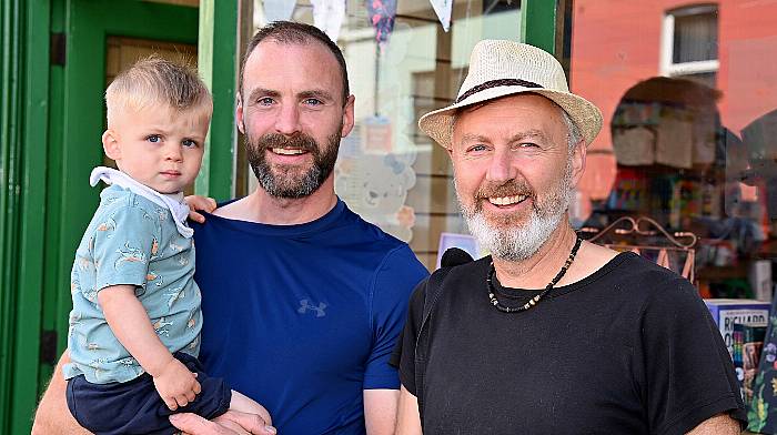 Eoin and Ronan Mullins from Clonakilty with Kieran Doyle from Rosscarbery enjoying a day out and about in Clonakilty.  (Photo: Martin Walsh)