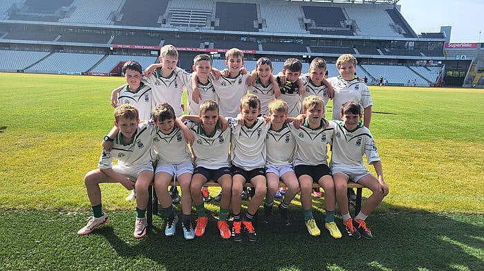 The Ilen Rovers U11 boys travelled to Pairc Uí Chaoimh last week for the Munster GAA stadium day. Back (from left) Liam O'Neill, Ian Fitzgerald, Cathal Ronan, Fionn Daly, Conor Duggan, Jack O'Driscoll, Shane Duggan and Ferdinand O'Driscoll. Front (from left) Conor O'Sullivan, Rory West, Oran Keane, Charlie Crowley, Darragh Murphy, Hugo O'Driscoll and Jimmy McDonagh.