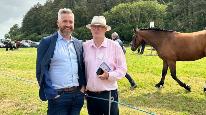 Enjoying the Bantry Show on Sunday were, Christopher O’Sullivan TD and Micheál Collins from Glengariff who is one of the organisers.