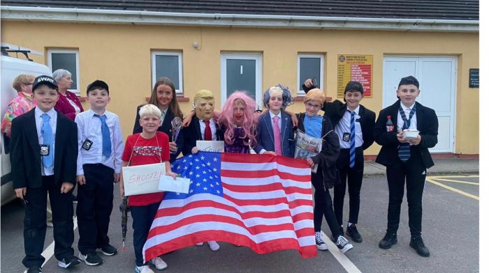 'Trump in Stormy Water' won the best family float at last weekend's fancy dress at Newcestown Summer Festival