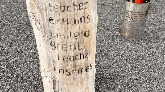 The new seated area at Caheragh's Professor Jerry O'Sullivan park which pays tribute to Gurrane National School which closed in Caheragh in 1977.