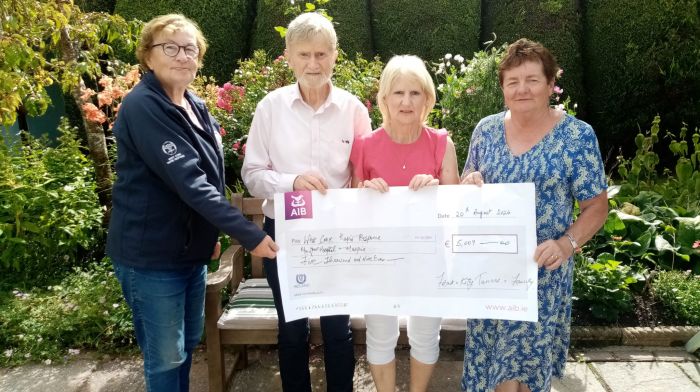 Frank and Kitty Tanner recently presented cheques to both West Cork Rapid Response and Marymount Hospice, following their recent open garden event for both charities. From left: Betty Hennessy (West Cork Rapid Response), Frank Tanner, Kitty Tanner and Anne O'Mahony (Marymount Hospice).