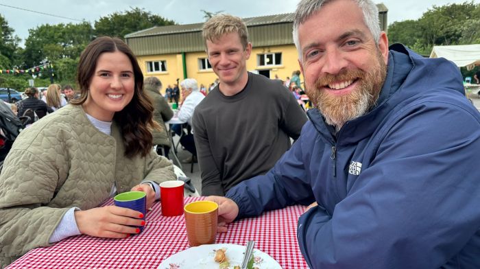 Aoife and Donal McSweeney from Gaggin with Christopher O’Sullivan TD enjoying the summer barbecue which was held at Gaggin.