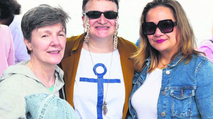 Truda Maher from Gurranabraher, Antoinette O’Halloran from Ovens and Marilou Pantaleon
from Midleton on Cork Harbour Cruises celebrating the recent launch of Cork Cancer
Care Centre’s rebranding to Iris House Cork Cancer Support. (Photo: Alison Miles)