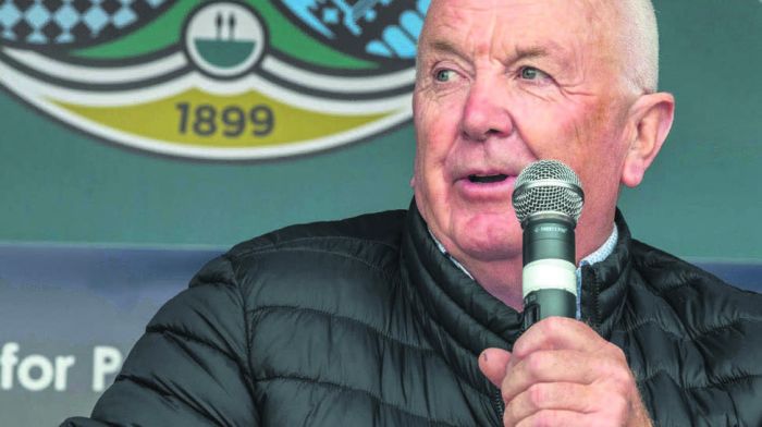 Dominic
Casey, coach, and also father of Aoife Casey speaking
onstage. (Photo: Andy Gibson)