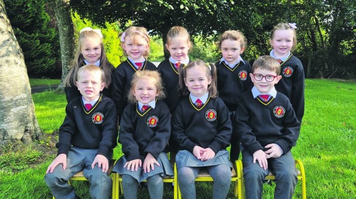 On their first day at Caheragh NS were Alice Murphy, Eimear Bohane, Eoin O' Sullivan, Hannah Lynch, Hannah Hurley, Cillian Murphy, Rhiannon McCarthy O'Donovan, Ruby Murphy and Maura O' Donovan.