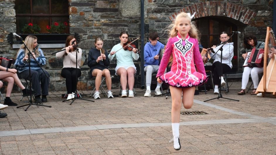 Dancer Isabel Hayes performing with Skibbereen Comhaltas Ceoltoirí Eireann for a large crowd outside the Heritage Centre on Culture Night. (Photo: Anne Minihane)