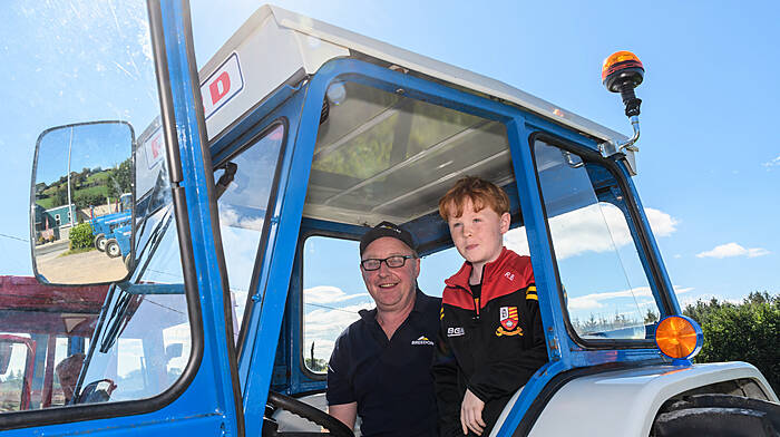 Joe and Rory Barry from Bantry driving a Ford 4600 at the Caheragh tractor, car, truck and motorcycle run  in aid of West Cork Rapid Response / Dr. Jason’s Jeep. 
(Photo: David Patterson)