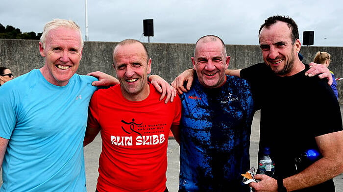 Joe Grace, John Hodnett, Alan Swanton and Liam Limrick  pictured after finishing  the Hyrox Endurance event in Skibbereen. (Photo: Garry Minihane)