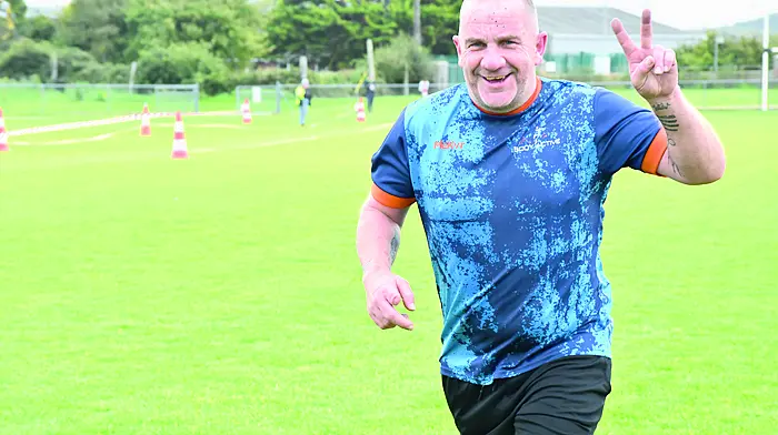 Alan Swanton, Skibbereen, was all smiles for the camera during the Hyrox Endurance event which was held in Skibbereen last Saturday.   (Photo: Garry Minihane)