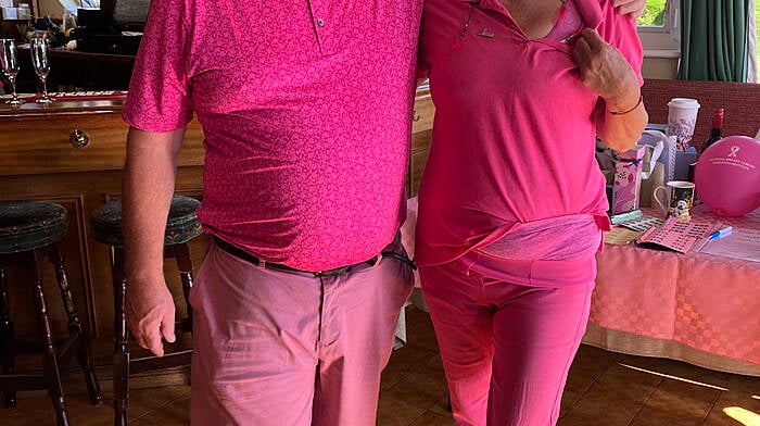 Captain Owen Dineen and Barbara Westering were the winners of the best dressed Play in Pink scramble at the Glengarriff Golf Club. All proceeds were in aid of Breast Cancer Research.