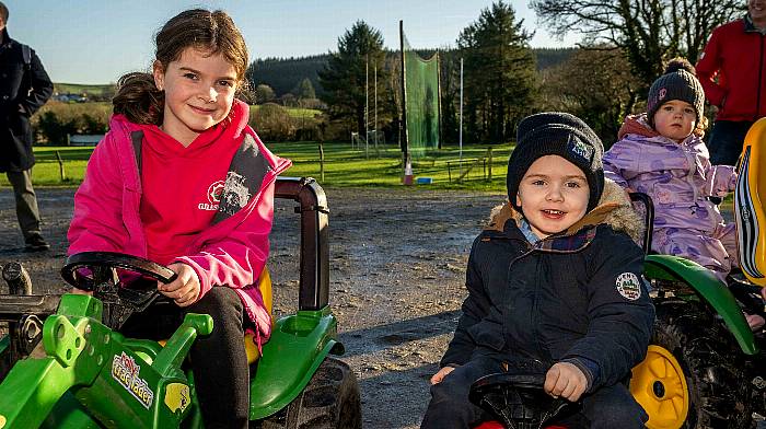 Isla O'Driscoll and Tommy Collins from Ballineen were at the children's toy run from the GAA ground to Beda Community Hall last weekend. (Photo: Andy Gibson)